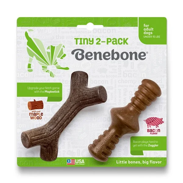 - Toys suitable for multi-pet familiesBenebone Tiny 2-Pack Maplestick & Zaggler Bacon Flavour