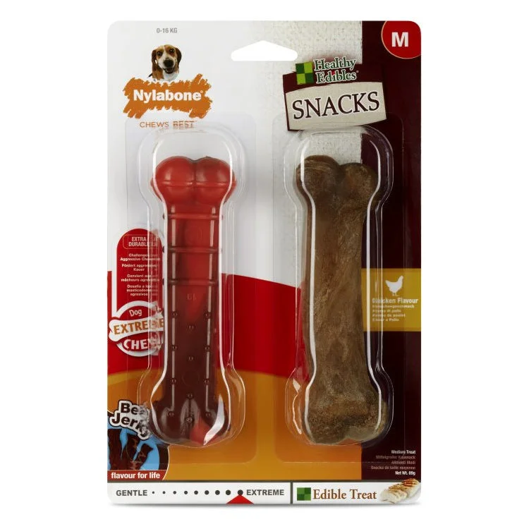 - Brand XX pet toy recommendationsNylabone Chicken / Beef jerky Extreme Snack Bone Medium Pack of 2