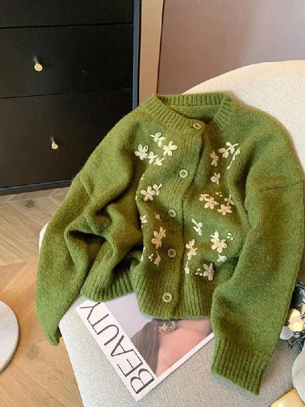- Hamster silent running wheel to prevent chewingVintage Daisy Embroidered Knitted Cardigan