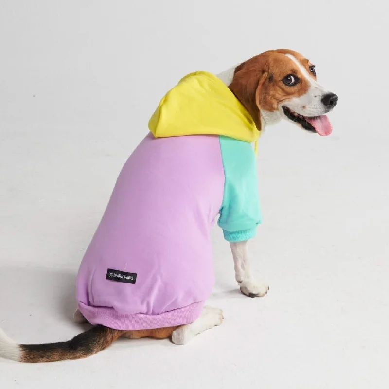 Pet easy-to-wear and take-off design clothesPurple Turquoise Yellow Dog Hoodie (SIZE S)