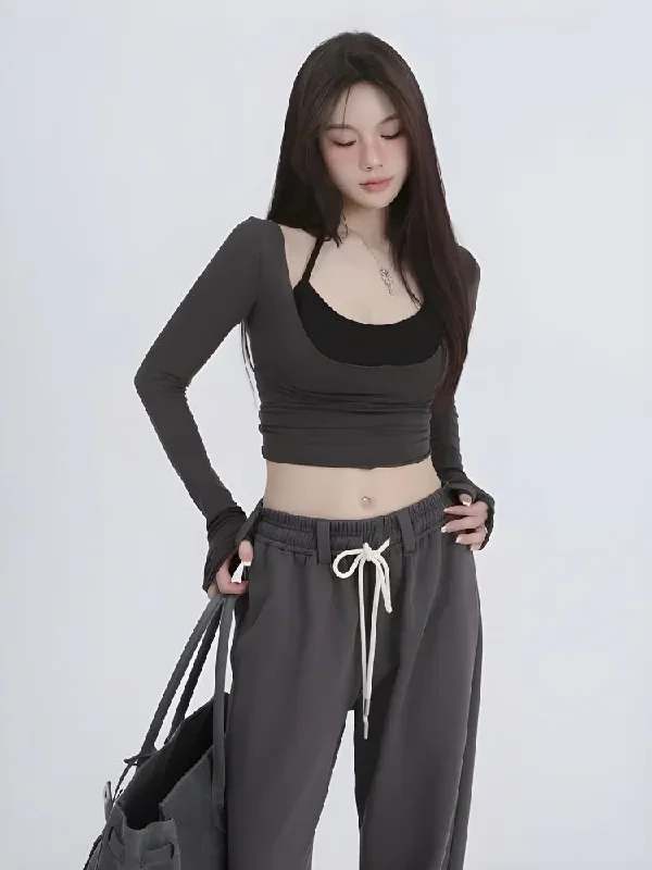 - Cat anti-jump window safety netDeep Scoop Neck Two Piece Set Top