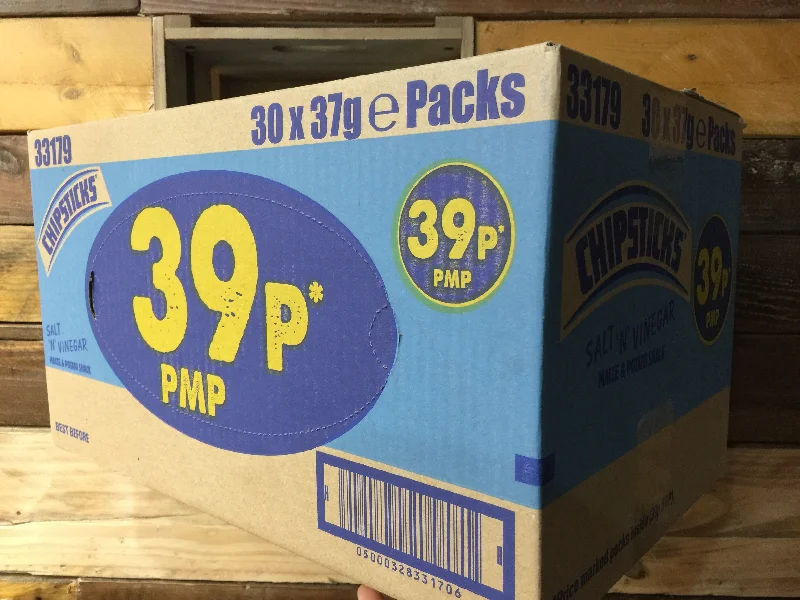 ---30x ChipSticks Salt 'N' Vinegar Maize & Potato Snack 37g