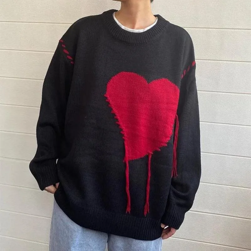 - Custom pet birthday cakeWeirdcore Heart Embroidered Sweater