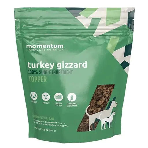 ---Momentum Carnivore Nutrition Freeze Dried Raw Turkey Gizzard Topper