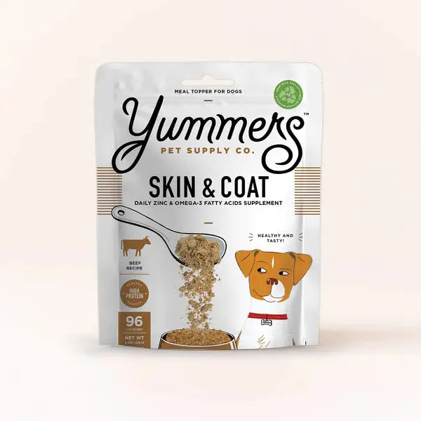 - Air box TSA certified check-inYummers Skin & Coat Aid Beef Supplement Mix in for Dogs Dog Food Topper, 8 oz.