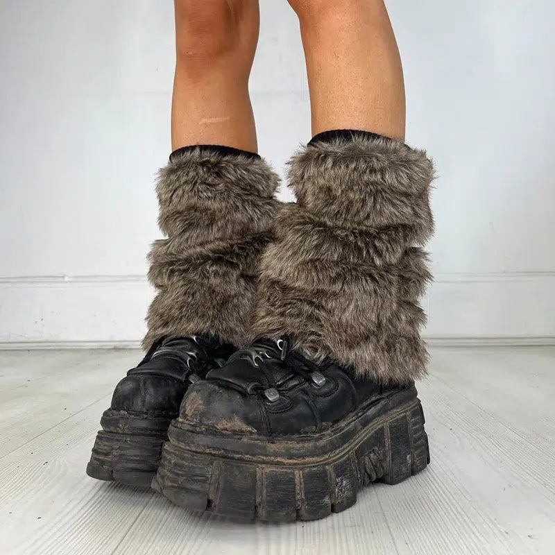 - ​​Christmas pet Christmas clothingY2K Grunge Faux Fur Leg Warmers