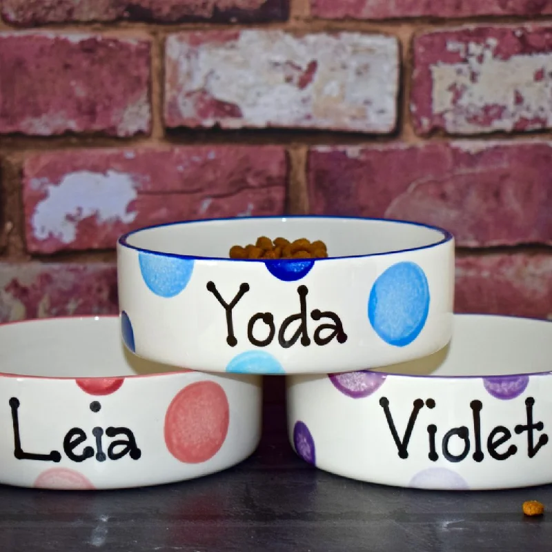 - Pet monitor with cameraPersonalised Ceramic Spotty Dog Bowls