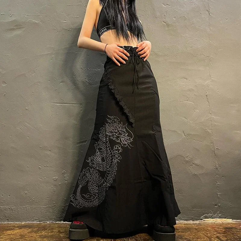- Pet monitor with cameraGothic Dragon Printed Maxi Skirt