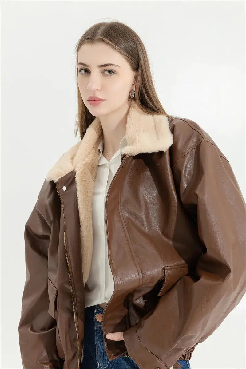 - Car dog seat beltDouble-Faced Faux Leather & Fur Jacket