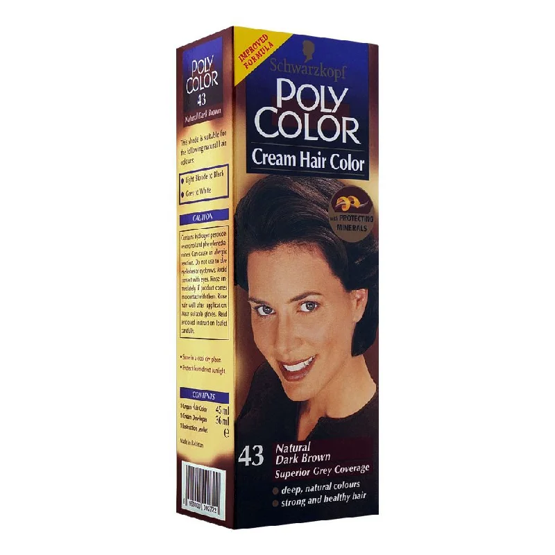 - Cat hair ball removal and hair removal creamPOLY COLOR HAIR COLOR 43 NATURAL DARK BROWN PC 81 ML