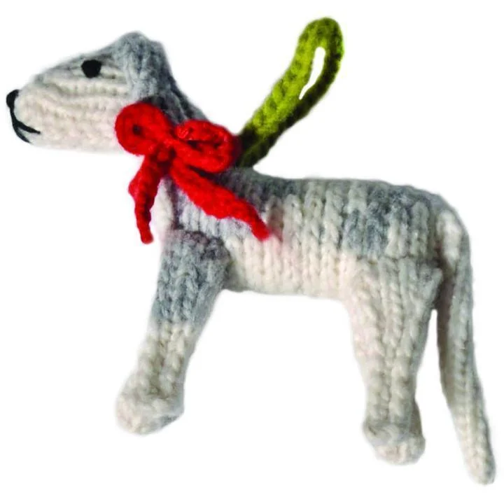 - Pet tear stain cleaning wipesHand Knit Dog Ornament Greyhound