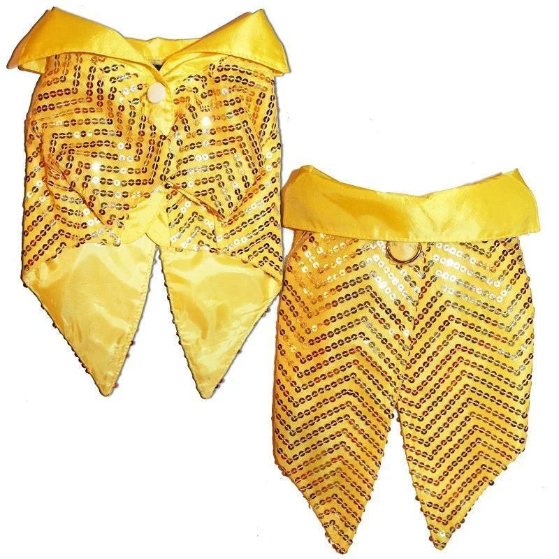 ---Yellow Sequin Wedding Dog Tuxedo
