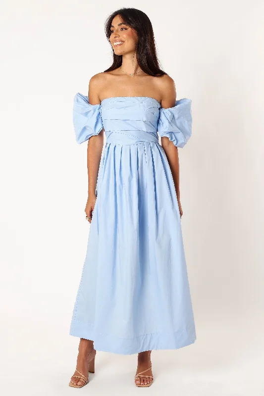  -Anti-scratch scratching board AND cat bed in oneSolana Off Shoulder Midi Dress - Blue