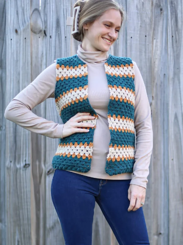 - Winter dog thick down jacketCrochet Kit - Retro Striped Granny Vest