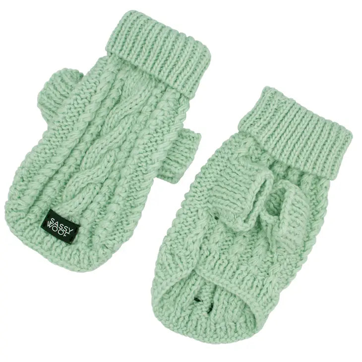 Non-toxic pet clothesCable Knit Sweater in Light Green