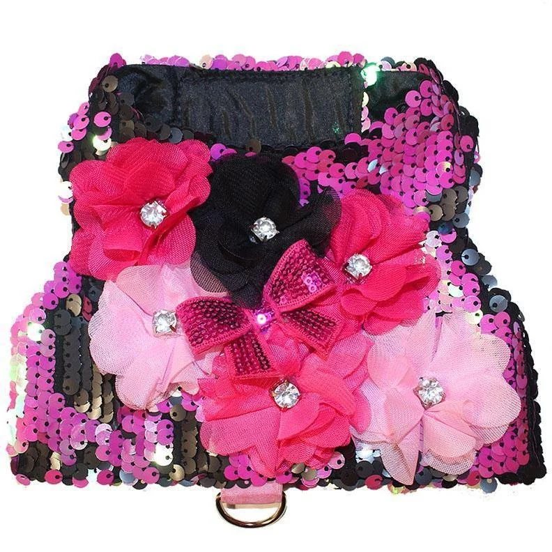  -Explosion-proof leash FOR LARGE dogsMagenta Pink/Black Mermaid Dog Harness Vest