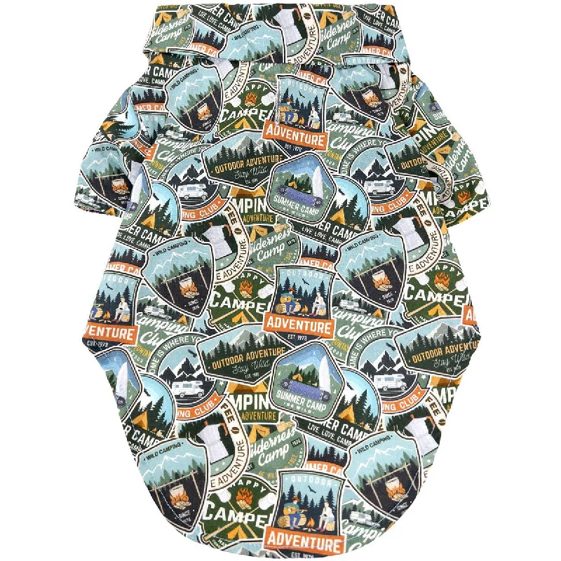 Pet lace clothesHawaiian Dog Camp Shirt Camping Adventure