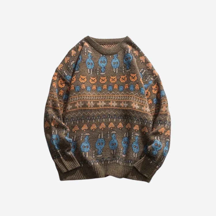- Winter warm clothes for short-haired dogsVintage Animal Figures Knitted Sweater