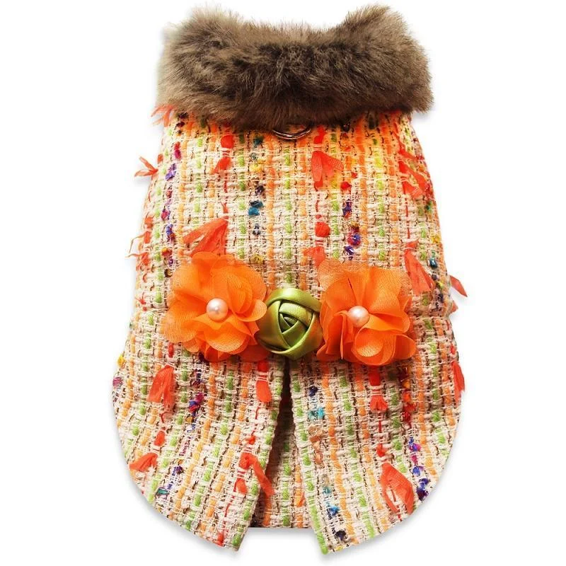 - Organic cotton dog bibsChic Orange Multicolor Luxury Tweed Dog Coat