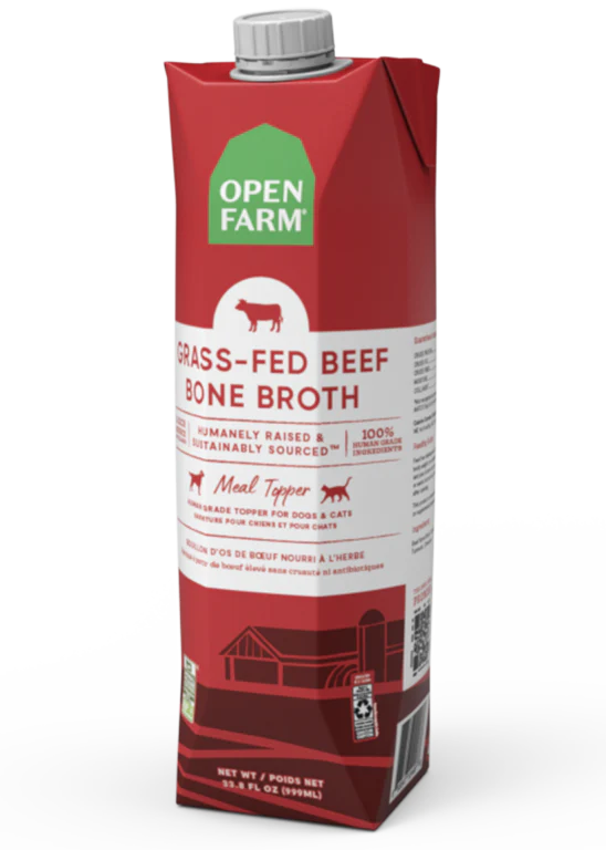    - Senior cat food  Open Farm Grass-Fed Beef Bone Broth for Dogs & Cats