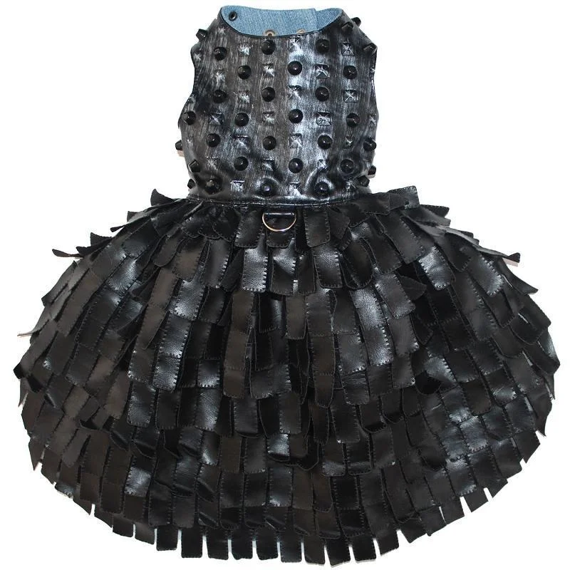 - Elderly dog ​​joint care mattressGoth Glam Distressed Studded Faux Leather Dog Dress