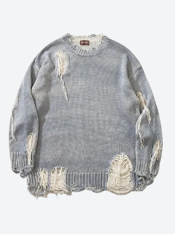 - Air box TSA certified check-inGrunge Tasseled Distressed Sweater