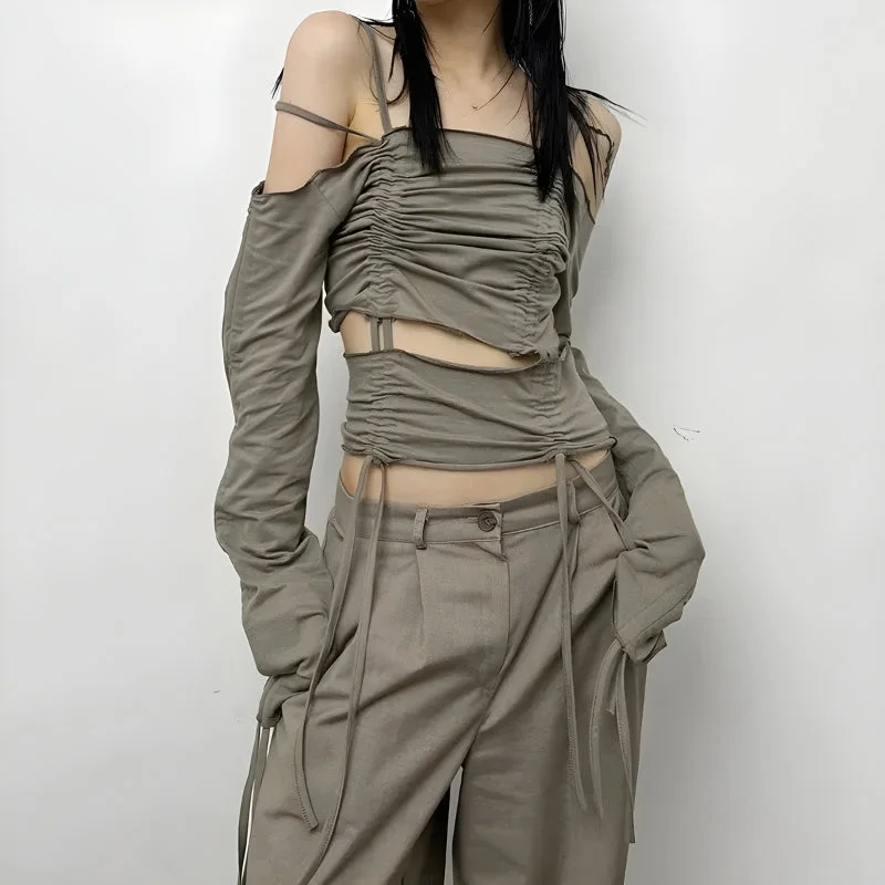  -Anti-scratch sofa protective coverCut-Out Ruched Long Sleeve Top
