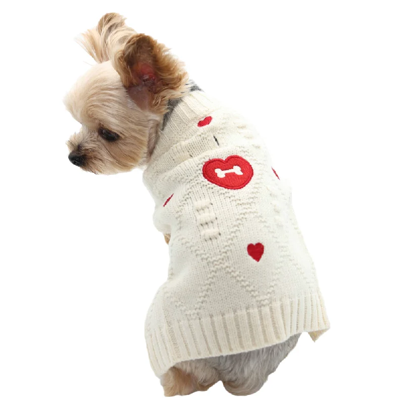 Pet cartoon pattern clothesBone Heart Sweater