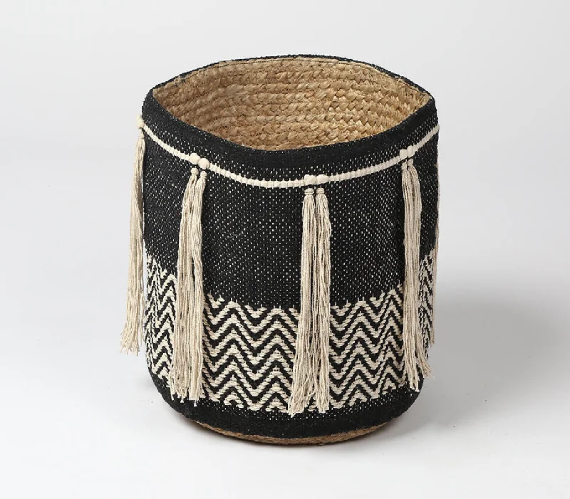 - Pet fence foldable indoorHandwoven Tasseled Black Storage Basket
