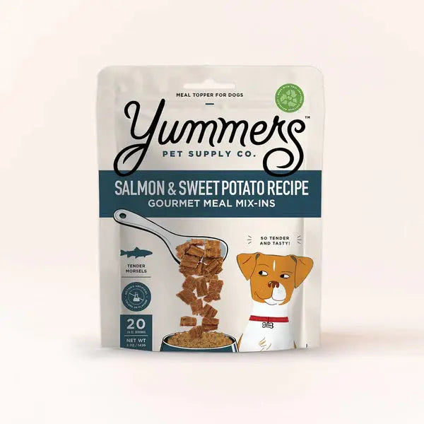 - Foldable and portable cat bagYummers Salmon & Sweet Potato Recipe Gourmet Meal Mix in for Dogs Food Topper, 5 oz. - Foldable and portable cat bagYummers Salmon & Sweet Potato Recipe Gourmet Meal Mix in for Dogs Food Topper, 5 oz.