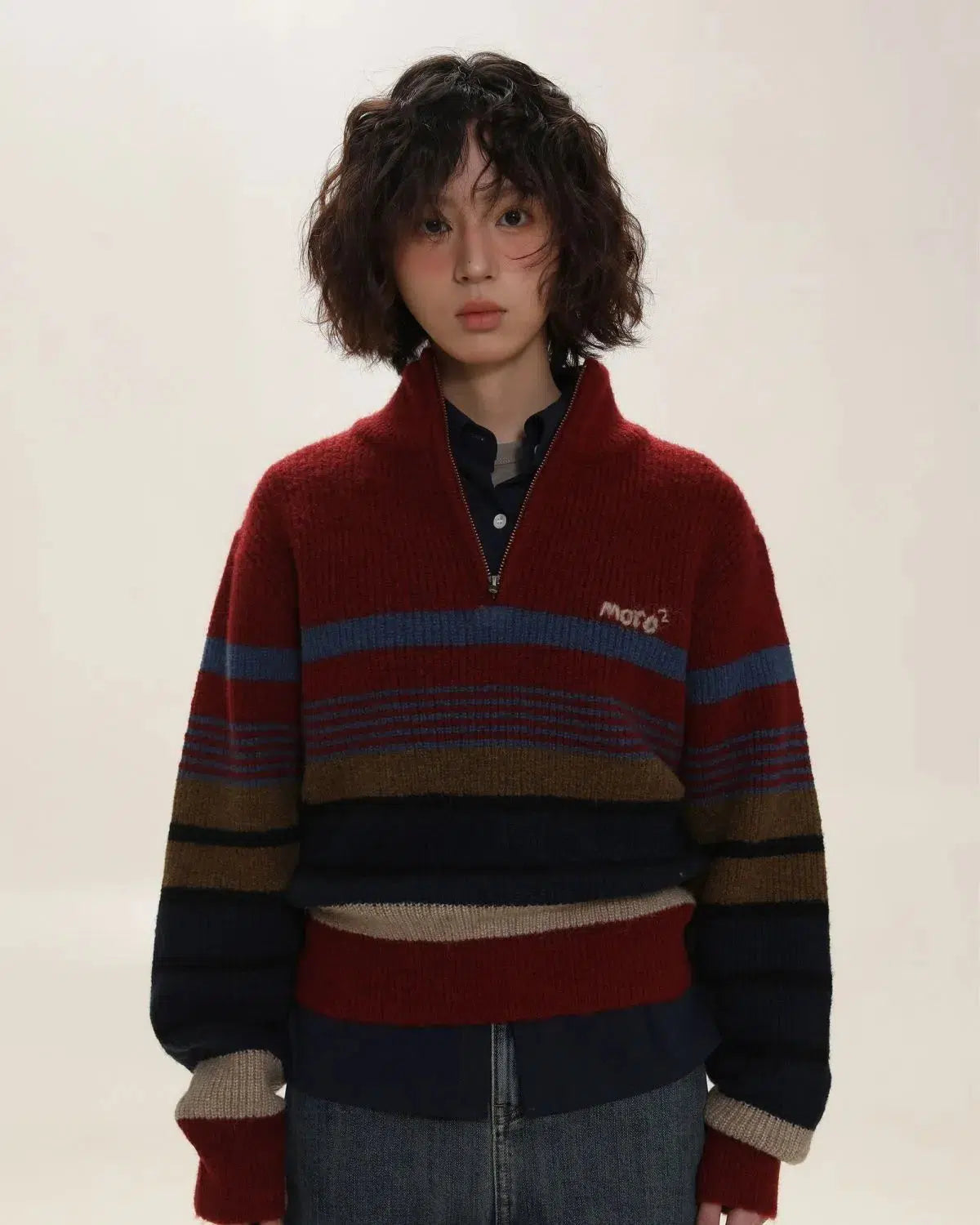 - Summer pet ice matVintage Aesthetic Knitted Zip Sweater