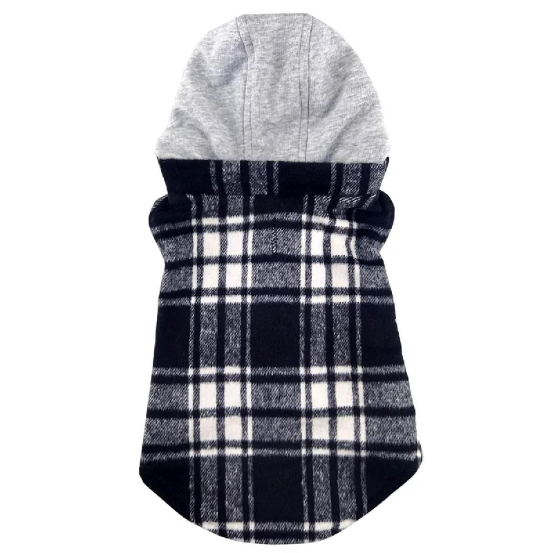 Pet winter warm clothesQuilted Dog Sweatshirt Hoodie White/Black