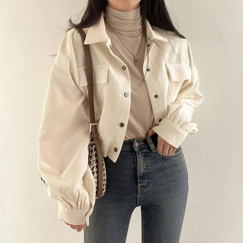Pet ProductsPuff Sleeved Corduroy Crop Shirt