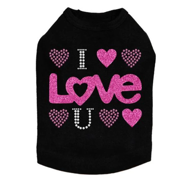 - Durable nylon dog leash wholesaleI Love You Pink Glitter Rhinestone Dog Tank