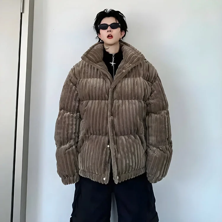 - Foldable and portable cat bagCorduroy Buttoned Puffer Jacket