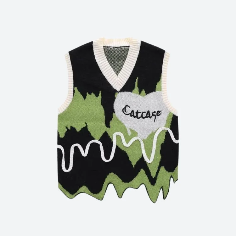 - Winter dog thick down jacketWeirdcore Wavy Striped Sweater Vest