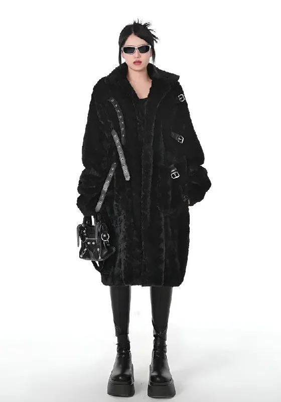 - Climbing pet constant temperature heating padGothic Faux Fur Fluffy Long Jacket