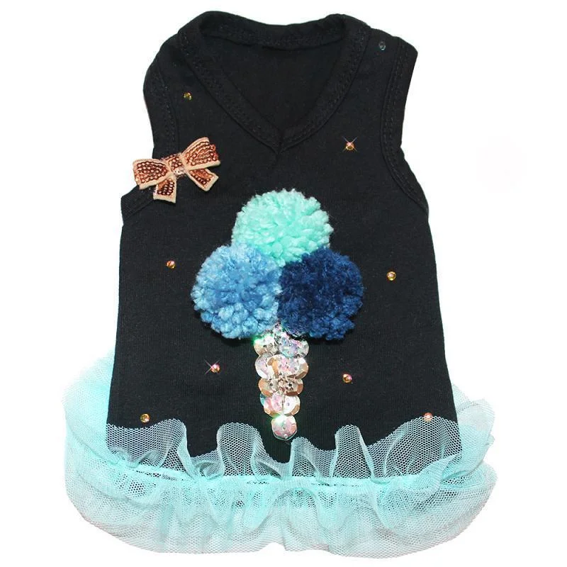 - Teething and chewing toys for puppiesIce Cream Cone Pom Pom Dog Tank Black