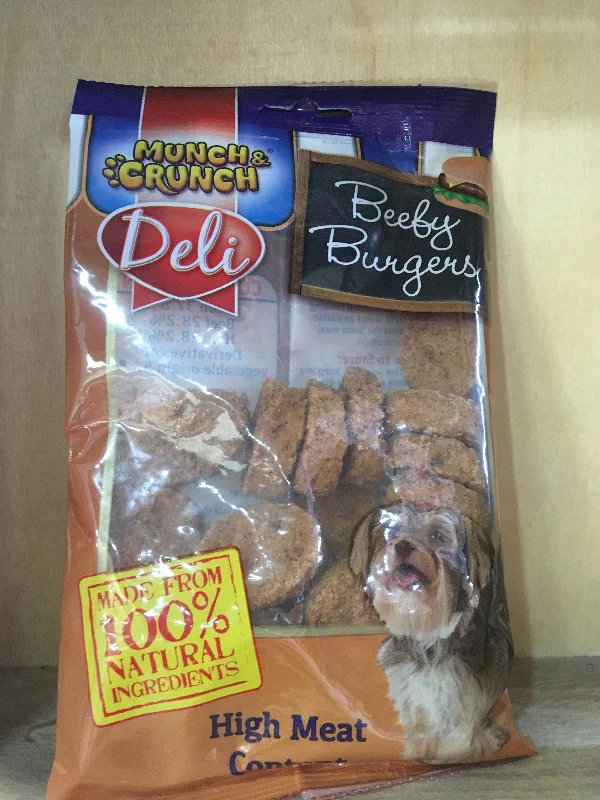 - Elderly dog ​​joint care mattressMunch & Crunch Deli Beefy Burgers 130g