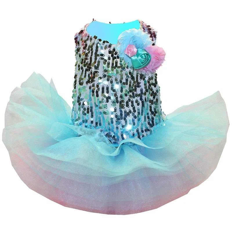 - Parrot climbing and standing wooden frameCotton Candy Sequin Tutu Dog Dress