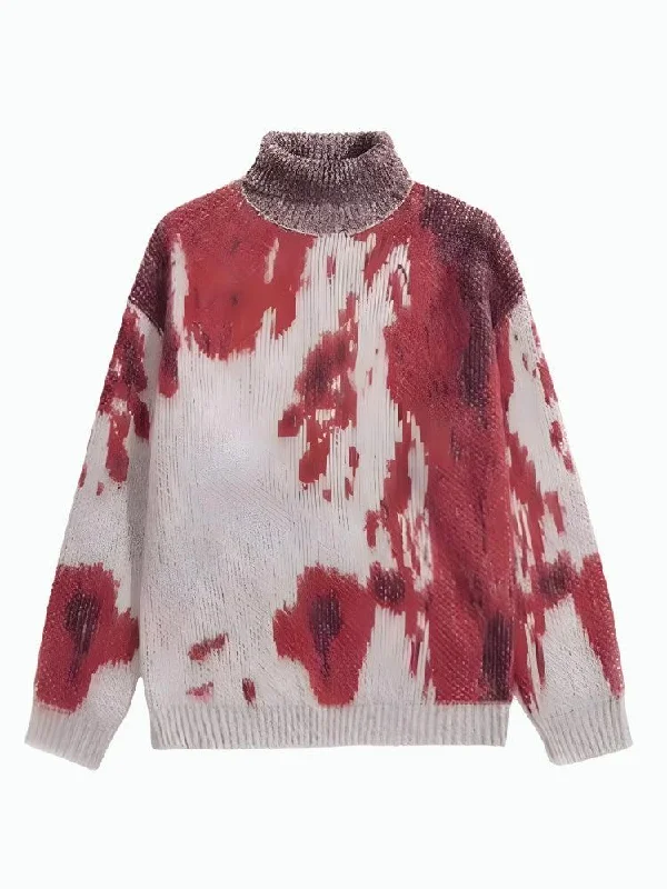 - Automatic induction pet water dispenserTie Dye Turtle Neck Knitted Sweater