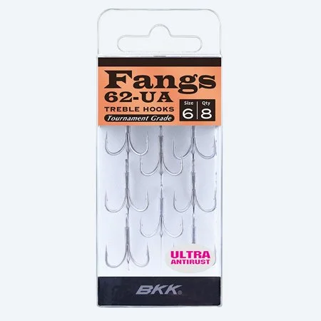 ---BKK Hooks Fangs-62 UA Treble Hook Size 2/0 6 Pack