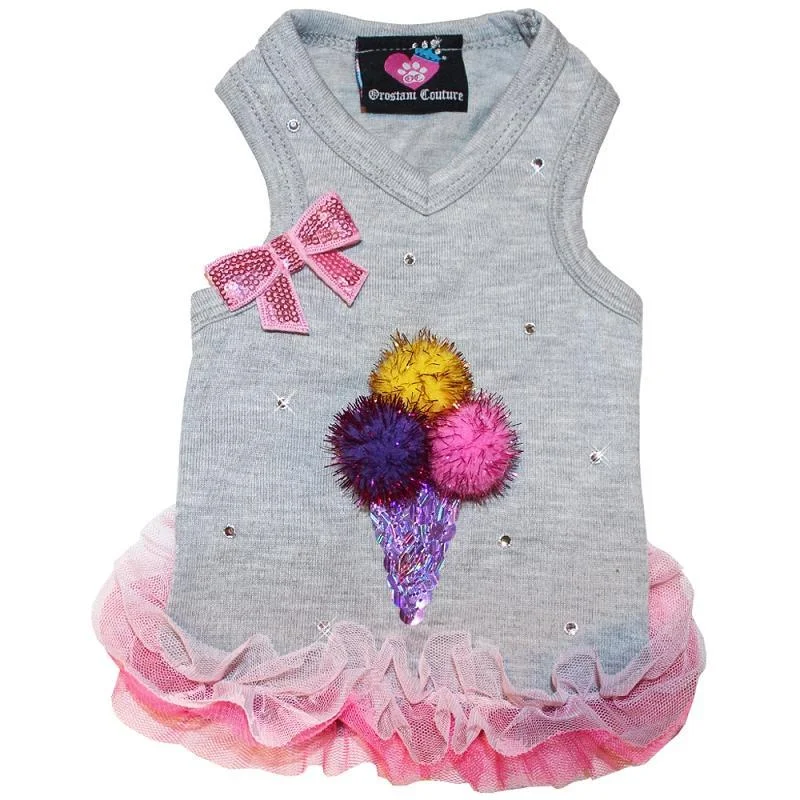 - Winter dog thick down jacketIce Cream Cone Pom Pom Dog Tank Grey