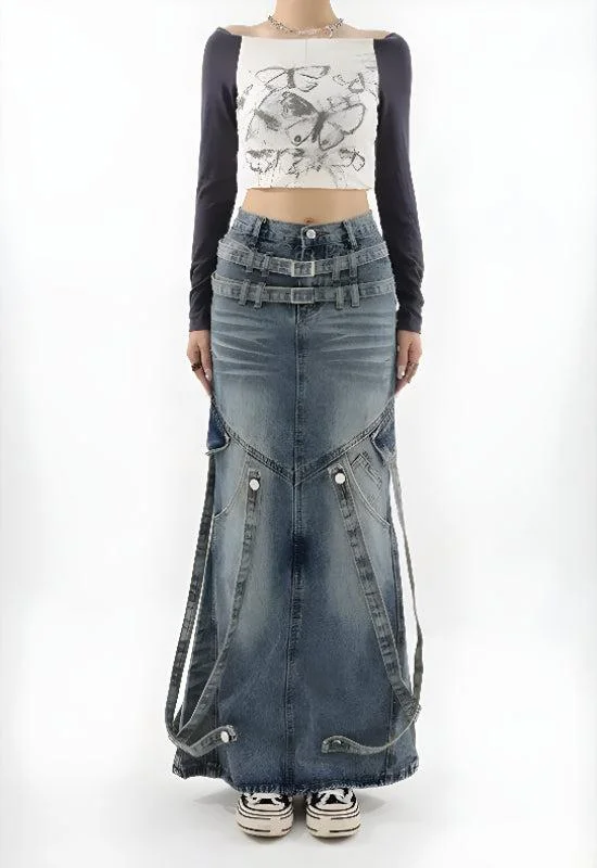 - ​​Christmas pet Christmas clothingY2K Denim Maxi Skirt