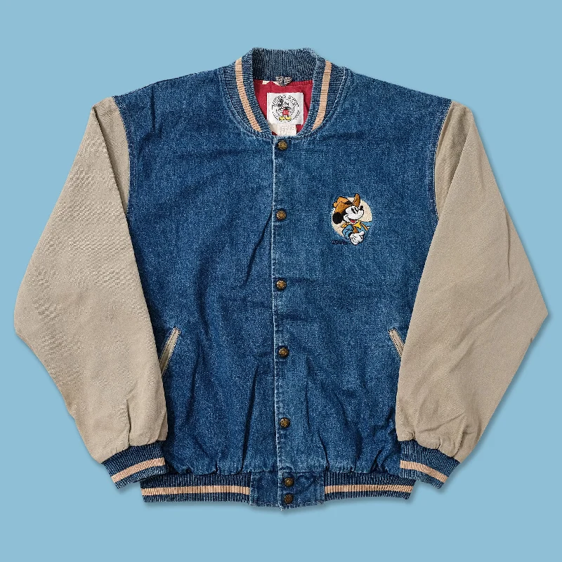 - Hamster silent running wheel to prevent chewingVintage Mickey Mouse Denim Varsity Jacket Medium