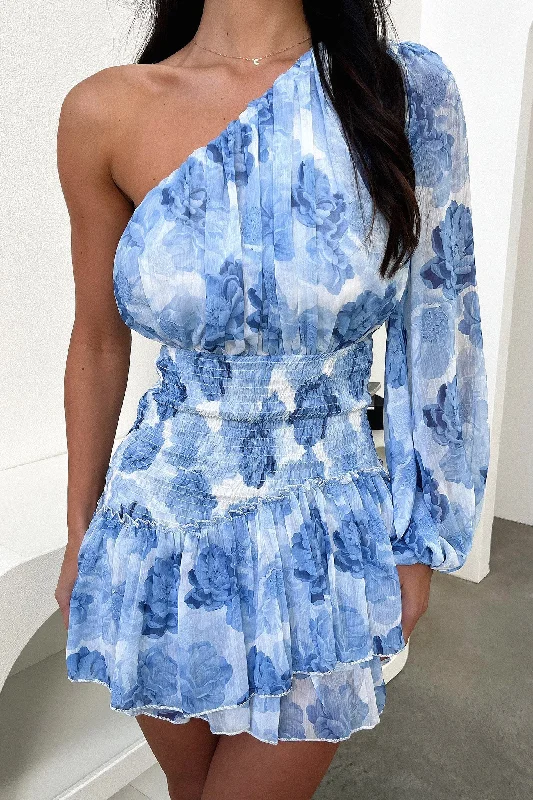 Katina Mini Dress - Blue Floral