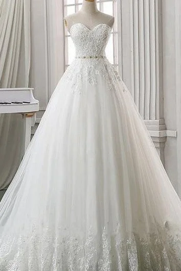 A-Line Ball Gown Empire Floor-Length Sweetheart Sleeveless Bell Empire Appliques Corset Back Lace Organza Dress