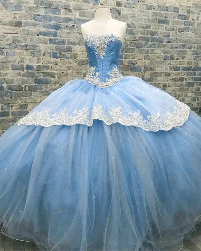 Lace Embroidery Beaded Sweetheart Ball Gown Quinceanera Dresses